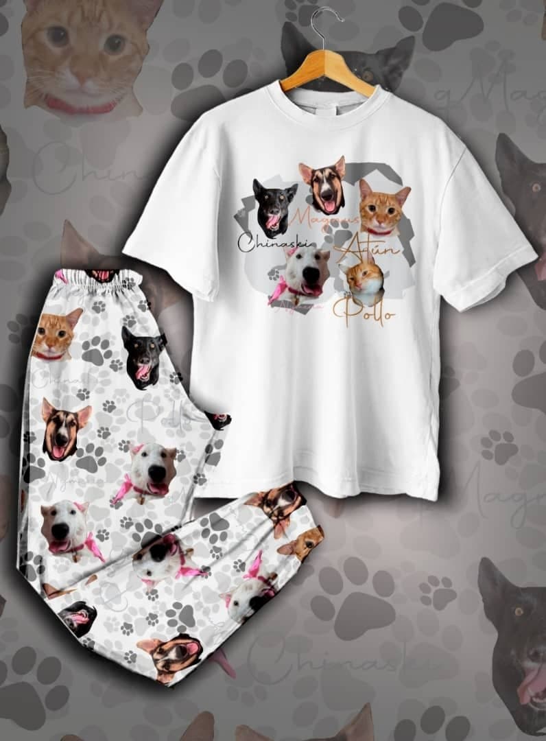 Pijama personalizada con foto de mascota, modelo 1